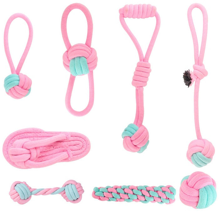 Pink&Green Bite-resistant Teeth Cleaning Rope Toy lovepetin.com