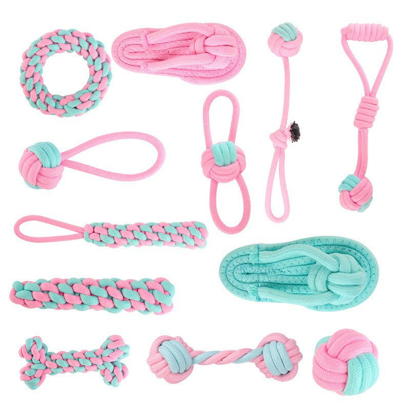 Pink&Green Bite-resistant Teeth Cleaning Rope Toy lovepetin.com