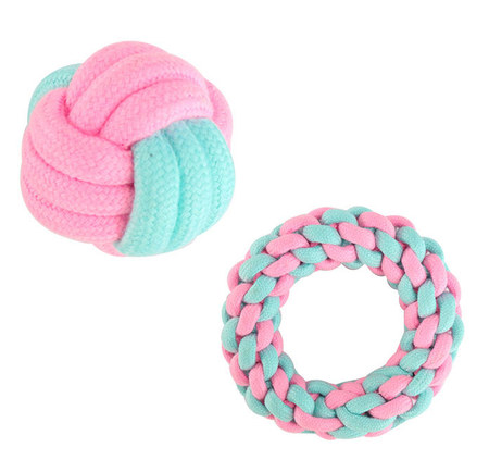 Pink&Green Bite-resistant Teeth Cleaning Rope Toy lovepetin.com