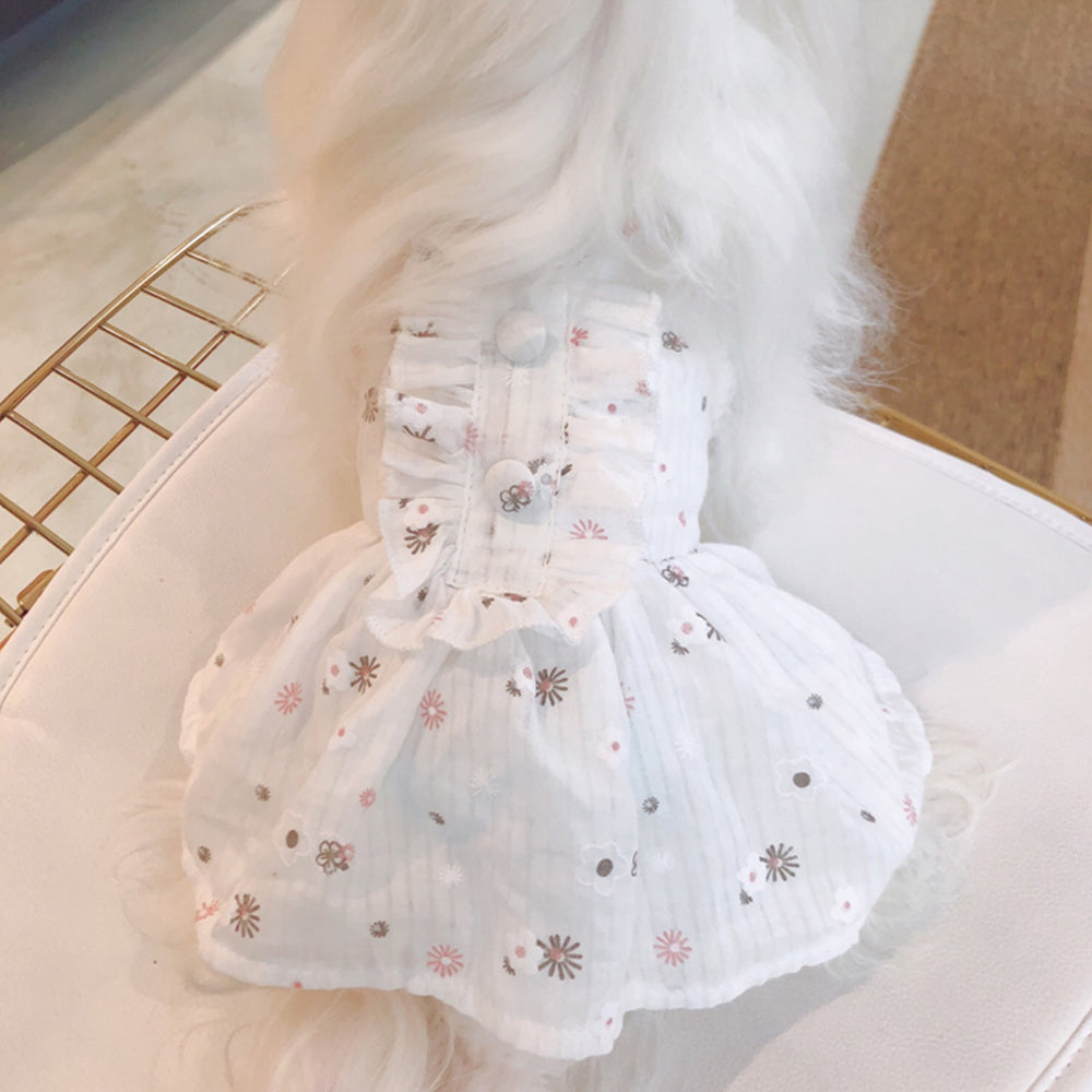 Pure Cotton White Thin Dog Dress lovepetin.com
