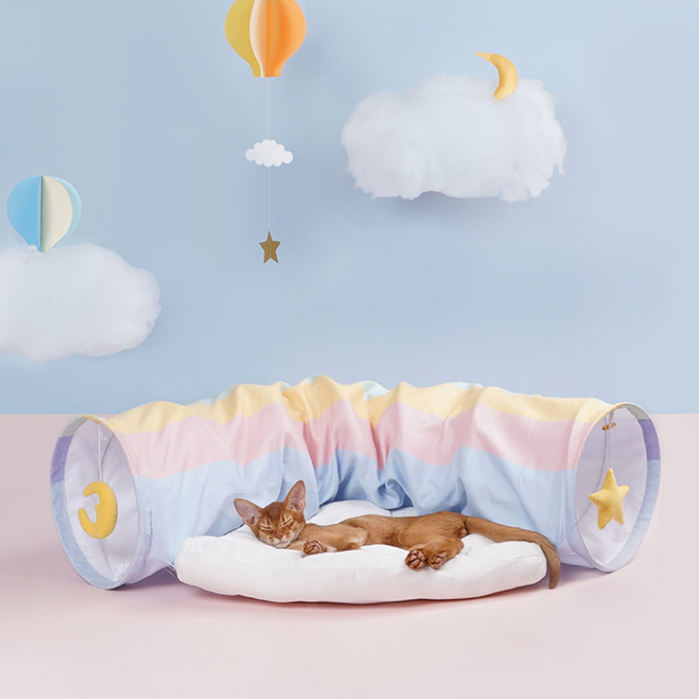 Rainbow Multi-functional Velvet Cat Tunnel lovepetin.com