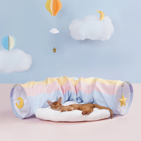 Rainbow Multi-functional Velvet Cat Tunnel lovepetin.com