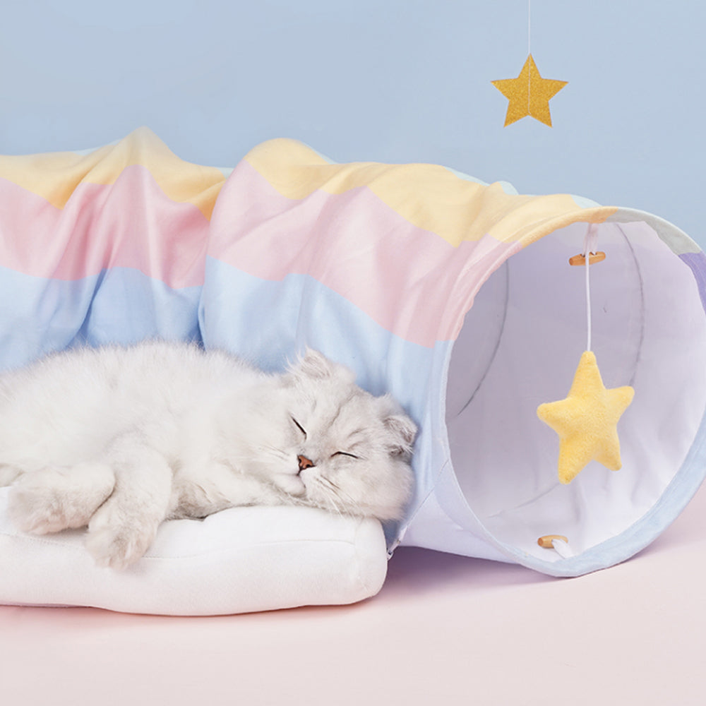 Rainbow Multi-functional Velvet Cat Tunnel lovepetin.com