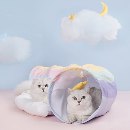 Rainbow Multi-functional Velvet Cat Tunnel lovepetin.com