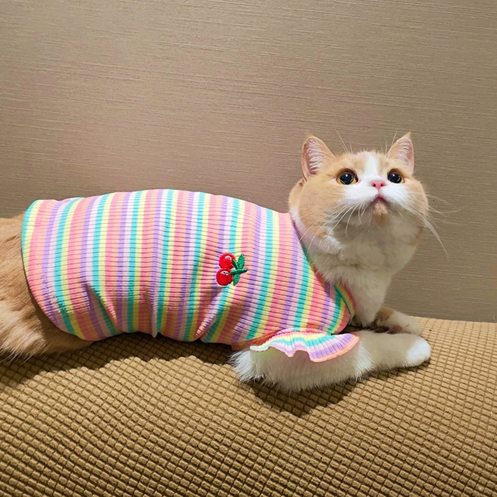 Rainbow Stripe Cat T-shirt lovepetin.com