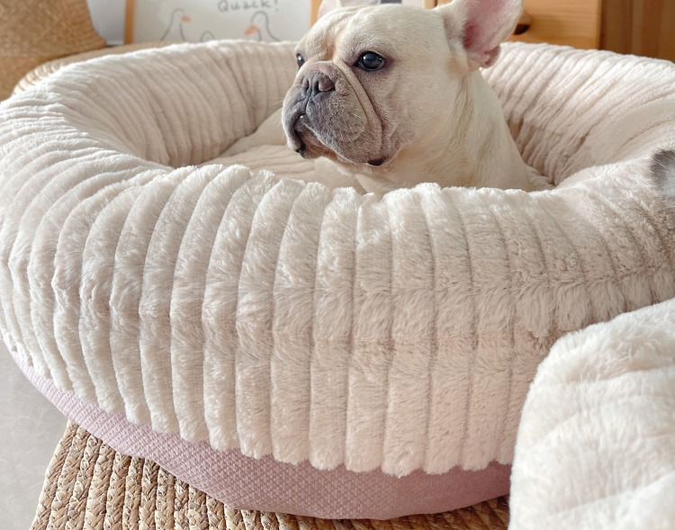 Round Shape Corduroy Dog Bed lovepetin.com