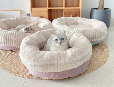 Round Shape Corduroy Dog Bed lovepetin.com