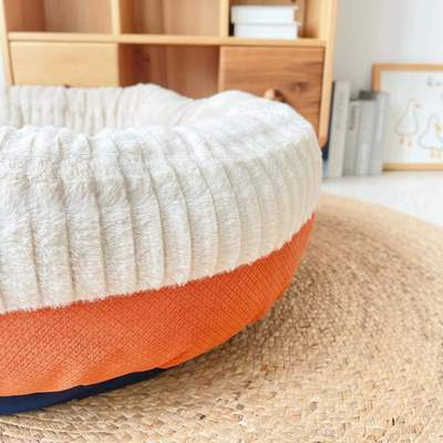 Round Shape Corduroy Dog Bed lovepetin.com