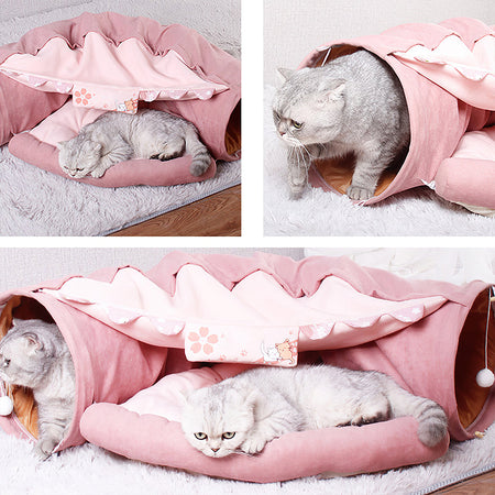 Sakura Multi-functional Cat Tunnel with Bed lovepetin.com