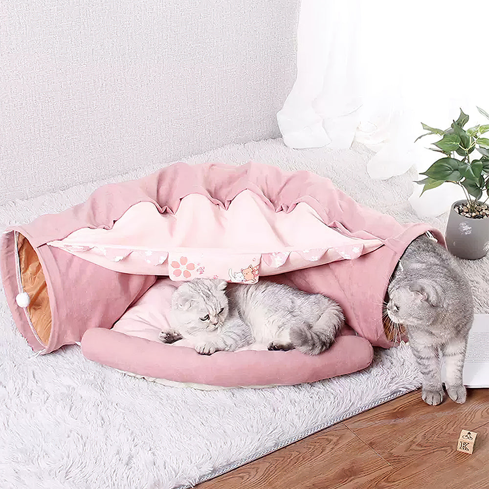 Sakura Multi-functional Cat Tunnel with Bed lovepetin.com