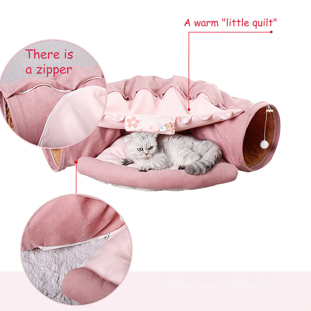 Sakura Multi-functional Cat Tunnel with Bed lovepetin.com