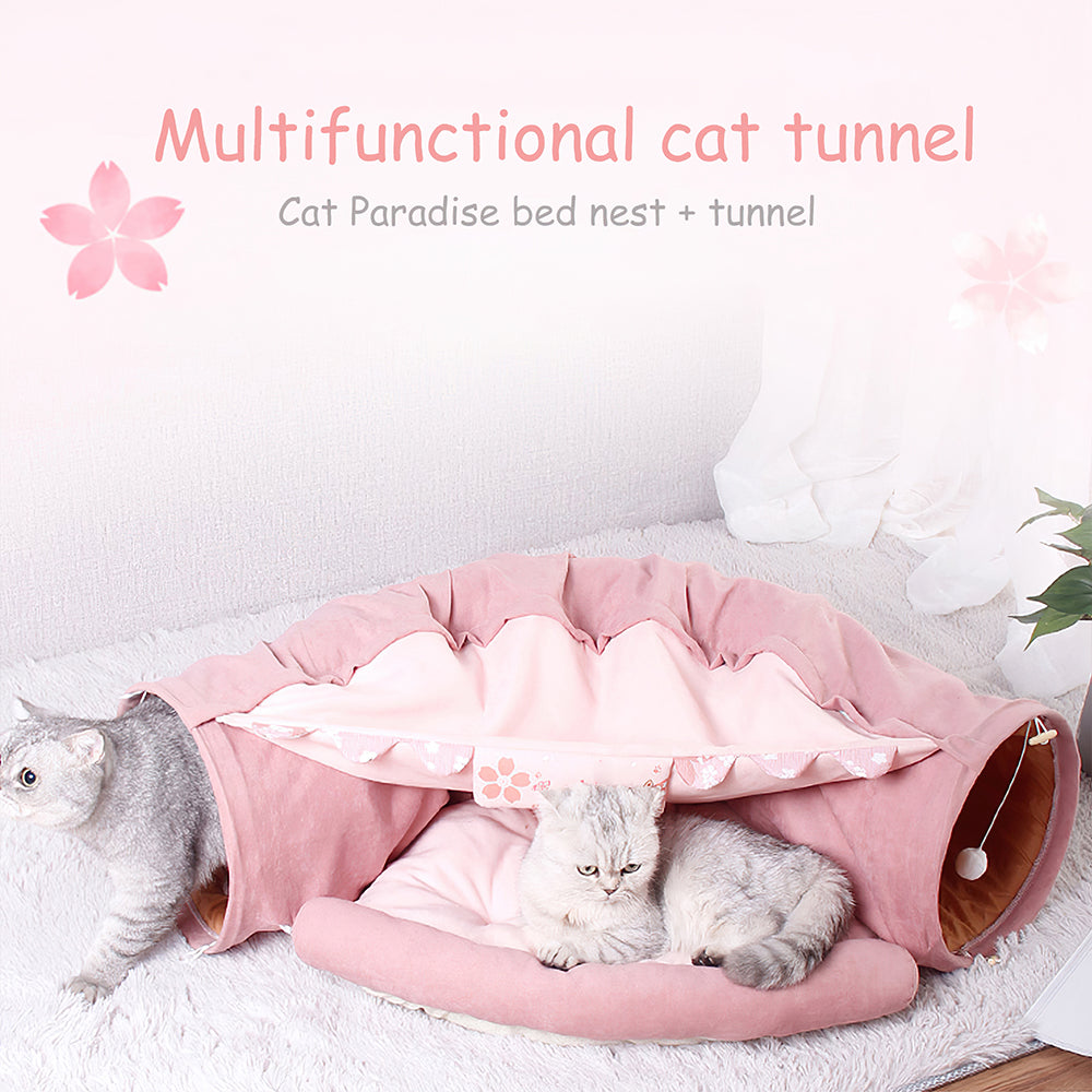 Sakura Multi-functional Cat Tunnel with Bed lovepetin.com