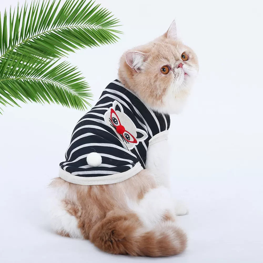 Striped Knitted Cat T-shirt lovepetin.com