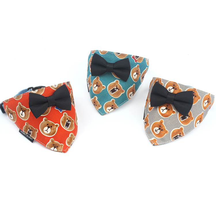 Teddy Bear Bowknot Dog Bandana lovepetin.com