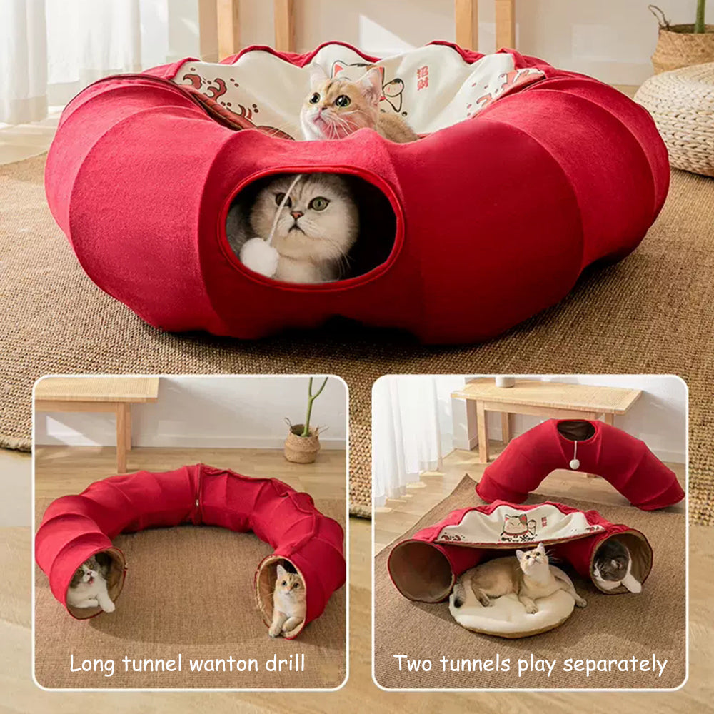 Three in One Donut Cat Tunnel with Bed lovepetin.com