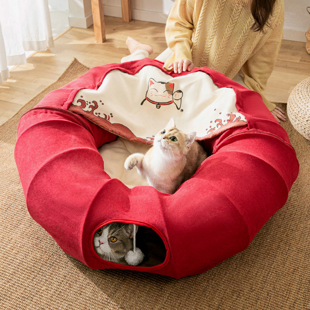 Three in One Donut Cat Tunnel with Bed lovepetin.com