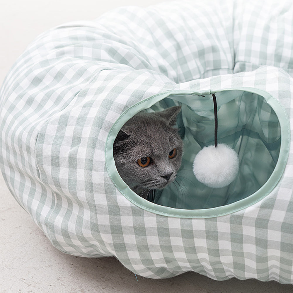 Three in One Plaid Pattern Cat Tunnel lovepetin.com