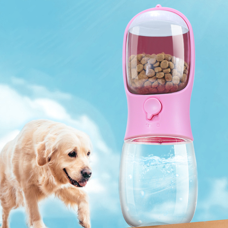 Two in One Food and Drink Outdoor Pet Drinking Bottle lovepetin.com