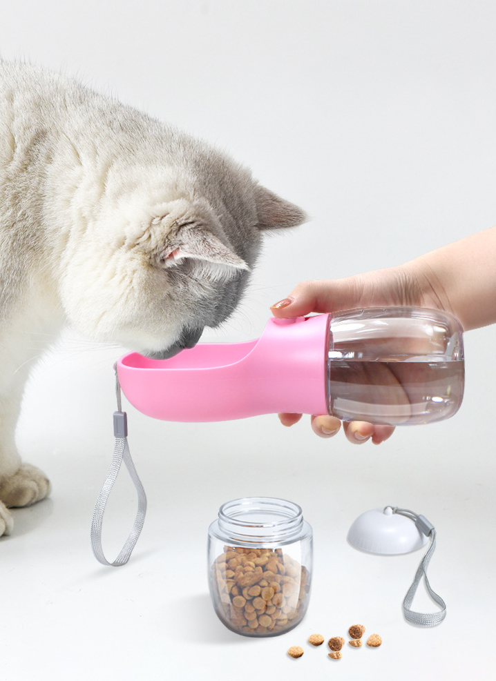 Two in One Food and Drink Outdoor Pet Drinking Bottle lovepetin.com