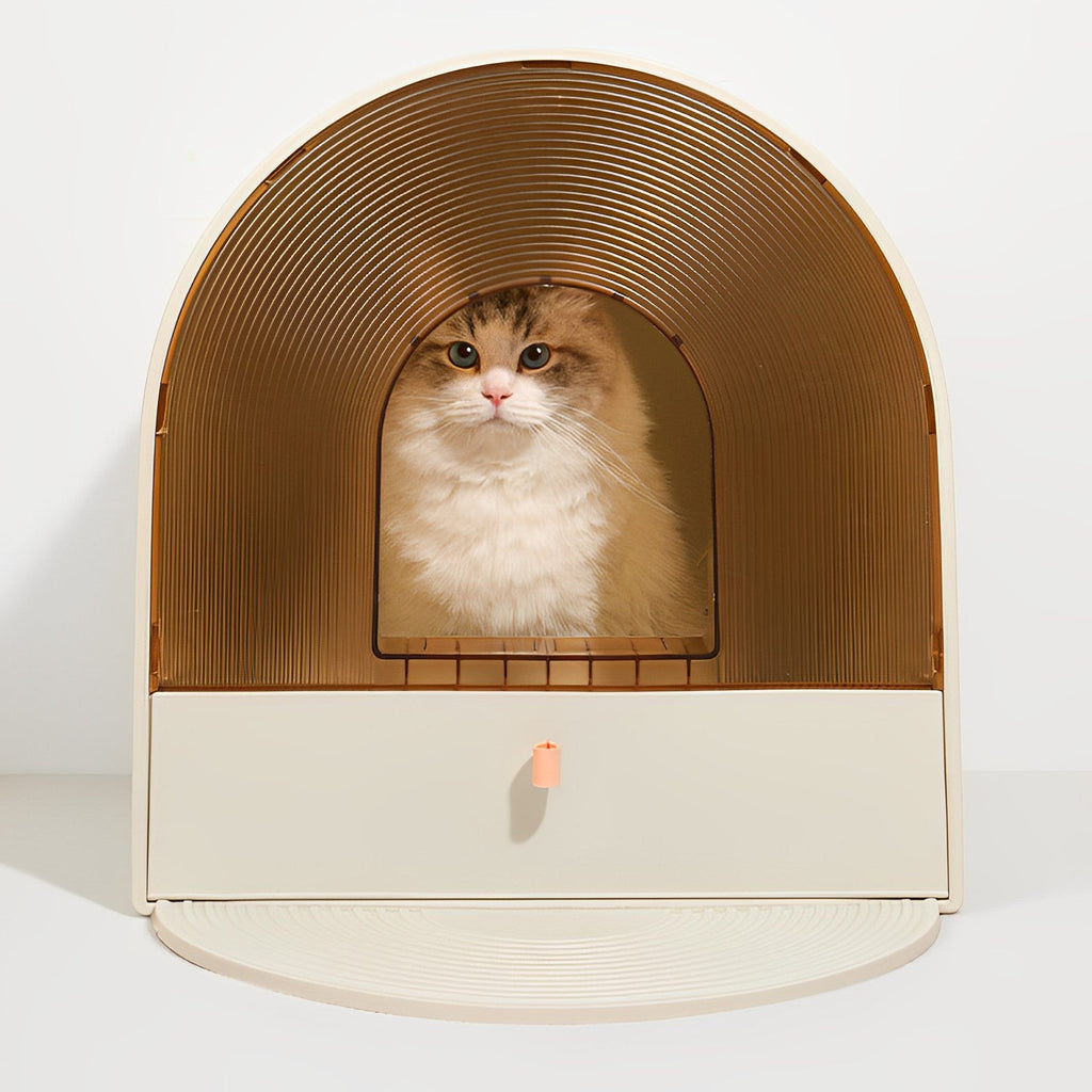 Vanilla and Matcha Arc Enclosed Cat Litter Box lovepetin.com