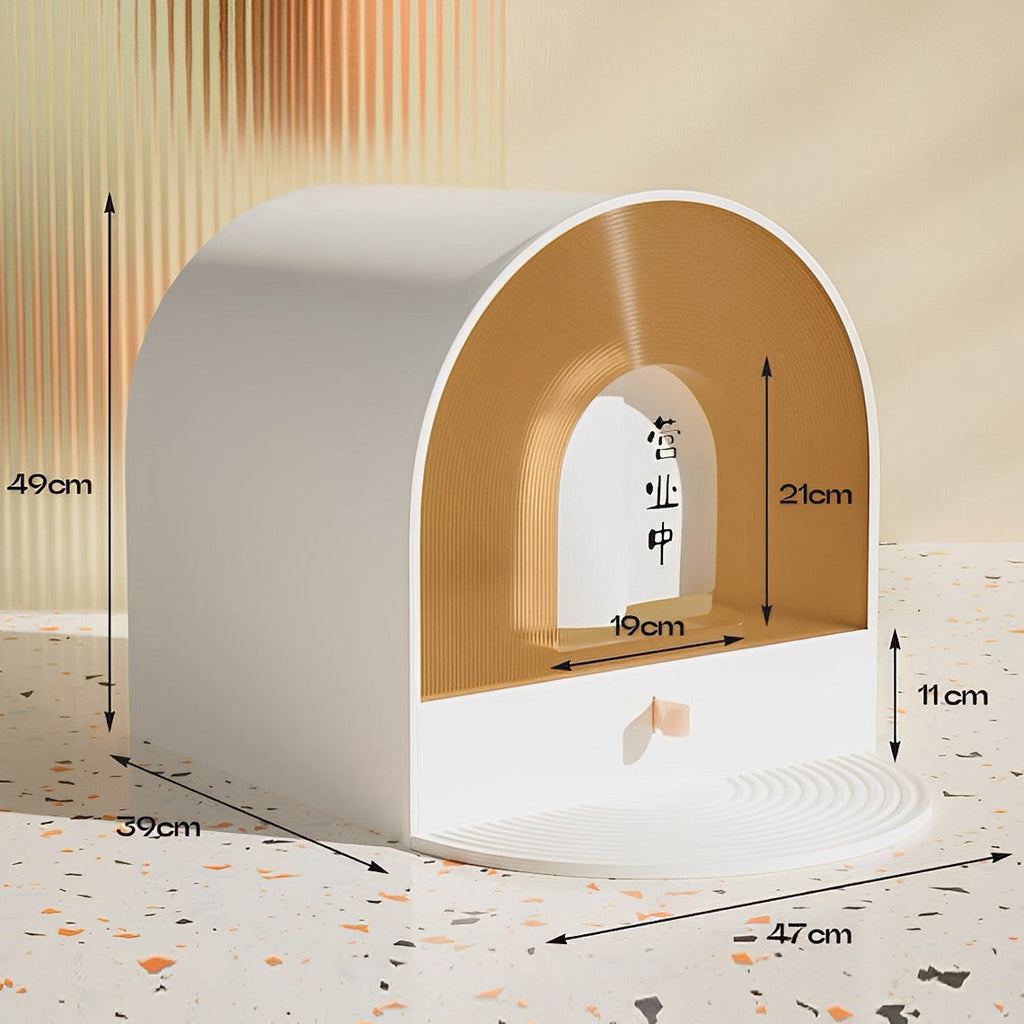 Vanilla and Matcha Arc Enclosed Cat Litter Box lovepetin.com