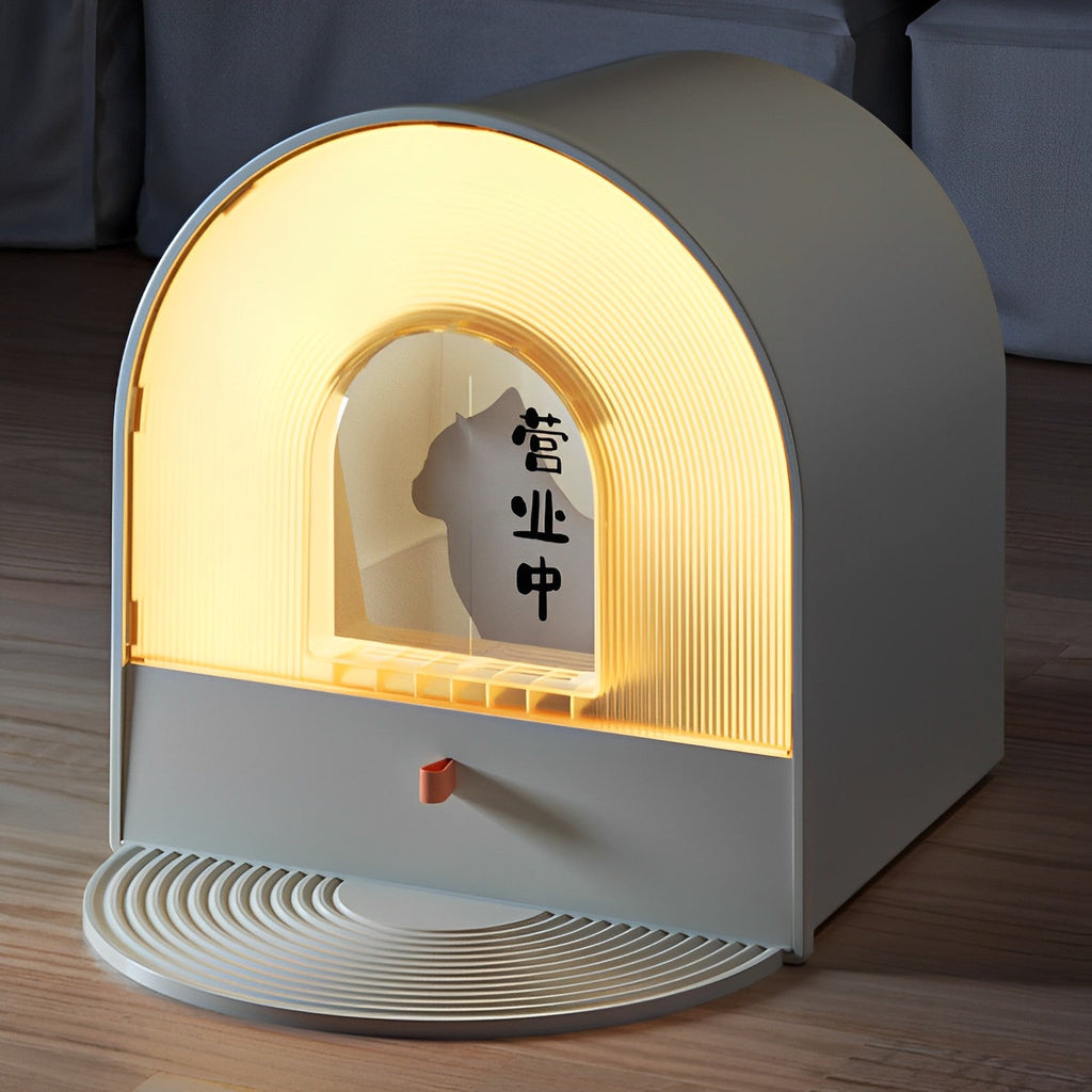 Vanilla and Matcha Arc Enclosed Cat Litter Box lovepetin.com