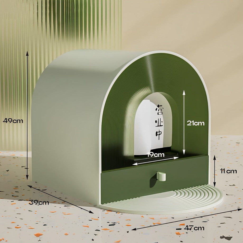 Vanilla and Matcha Arc Enclosed Cat Litter Box lovepetin.com