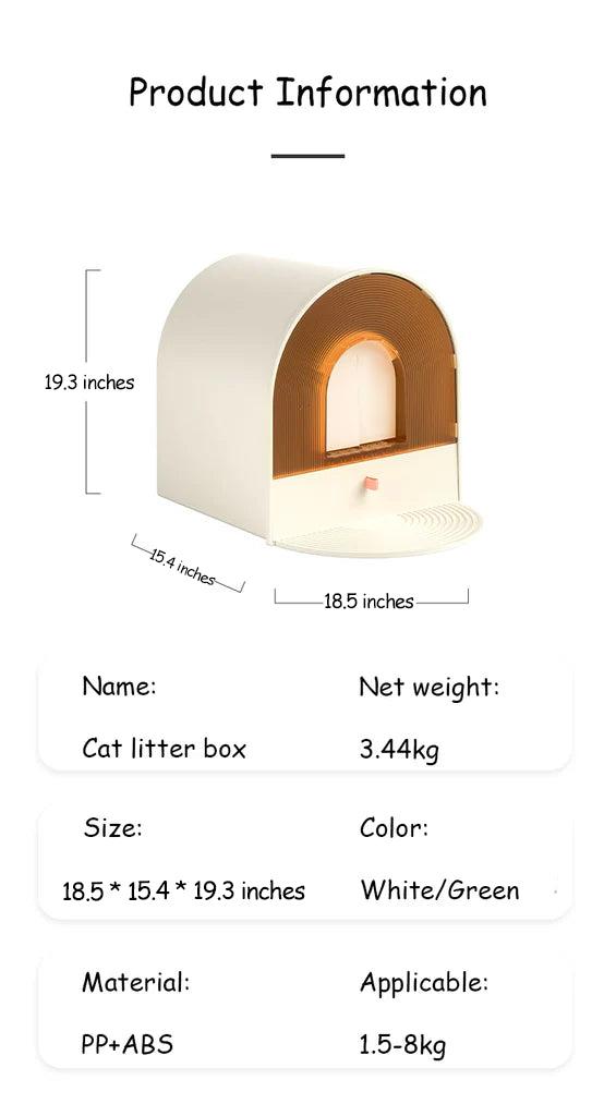 Vanilla and Matcha Arc Cat Litter Box Enclosed 8