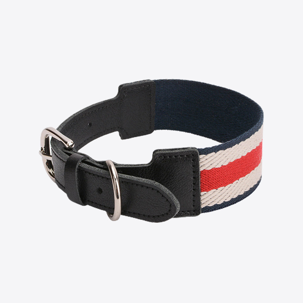 Vintage Striped Natural Cowhide Dog Collar lovepetin.com