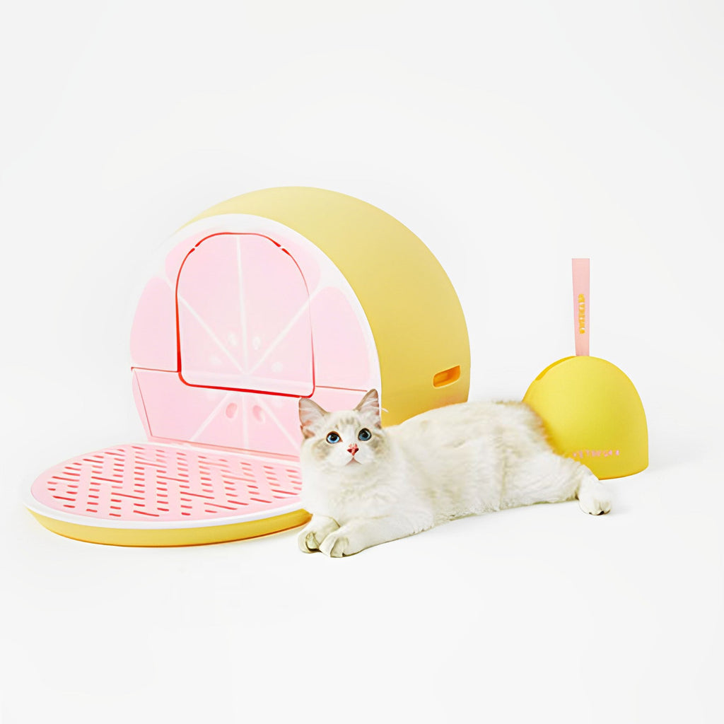 Watermelon and Grapefruit Enclosed Cat Litter Box lovepetin.com