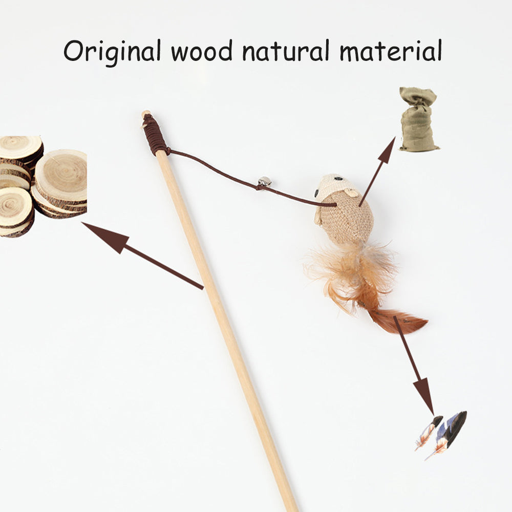 Wood Handle Cat Teaser lovepetin.com