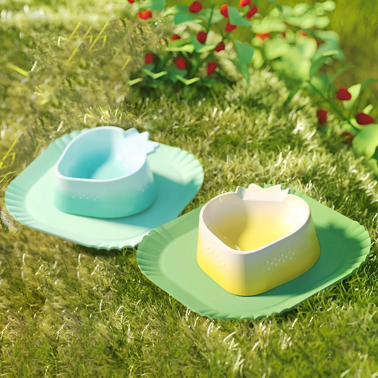 pet food and water bowls