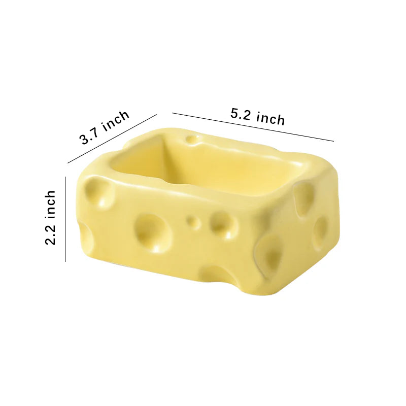 Cute Ceramic Pet Bowl with Cheese Shape 2