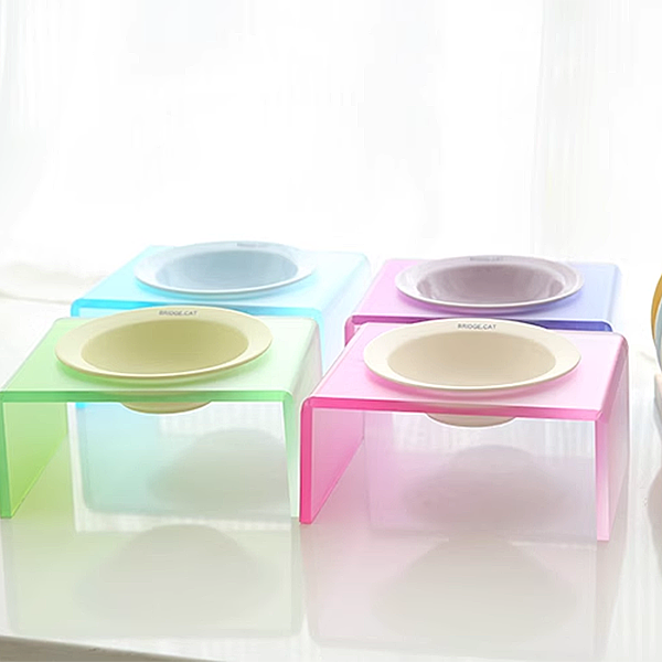 Frosted Rainbow Pet Bowl and Stand